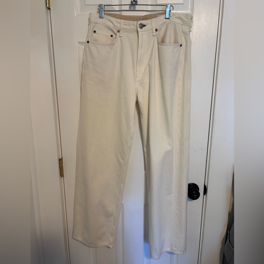 rag & bone “Logan” Men's Cream Wide Leg Jeans